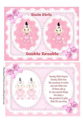 Twin Girls Quick Card with Insert