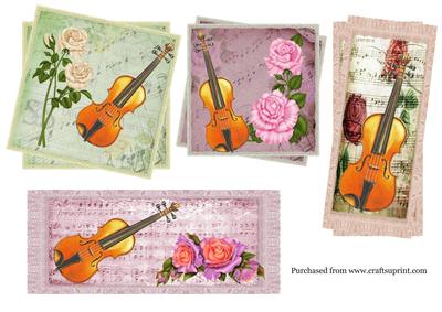 4 Violin & Roses Toppers No2