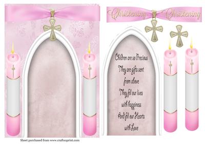 A5 Christening Card in Pink