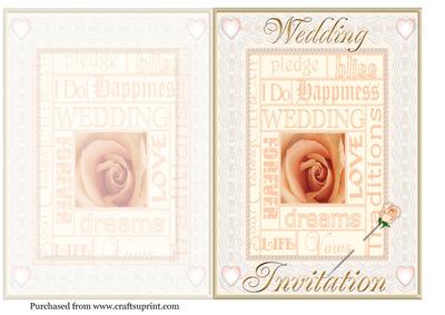 A5 Cream and Gold Wedding Invitation