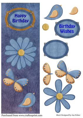 Tall Dl Card Front in Denim & Gold