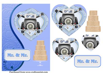 Mr & Mr Blue Heart Pyramid Topper