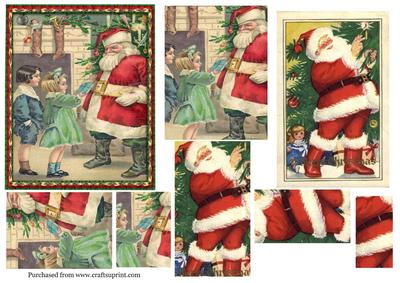 2 Vintage Santa Pyramid Toppers 1