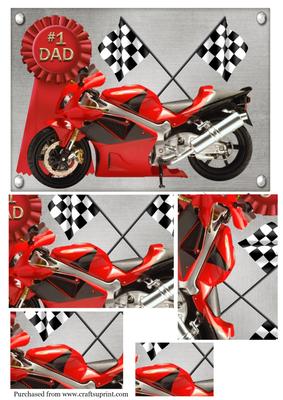 Red Motorbike Pyramid Card