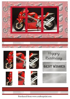 Red Motorbike 3 Pyramid Topper