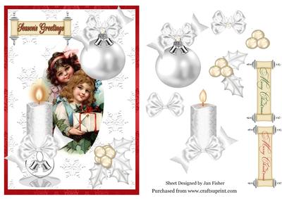 Red with White Candle with Vintage Image