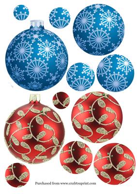 2 Red & Blue Bauble Pyramid Toppers