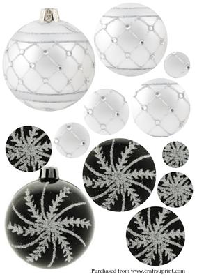 Black & White Bauble Pyramid Toppers