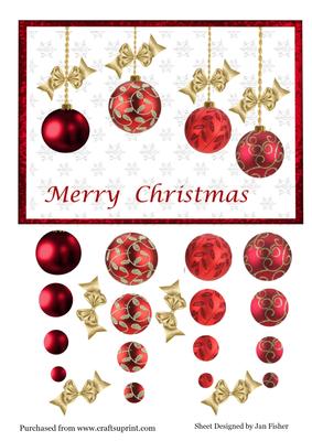 Red & Gold Christmas Pyramid Baubles