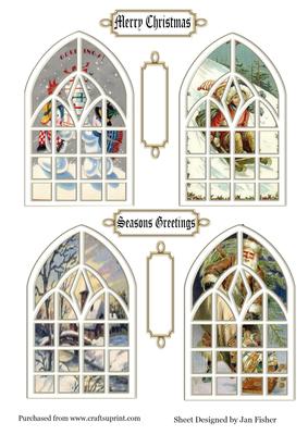 4 Through the Window Vintage Scene Toppers 1