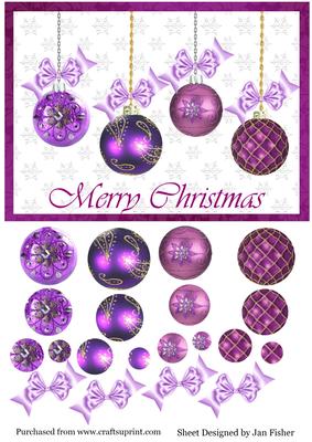 Purple Christmas Bauble Pyramid Card