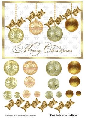 Gold Christmas Bauble Pyramid Card Front