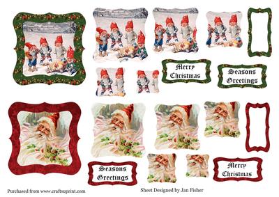 2 Vintage Santa Pyramid Toppers #8