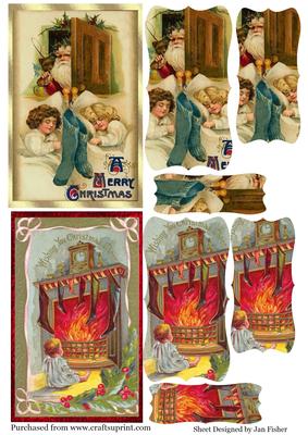 2 Vintage Santa Pyramid Toppers #11