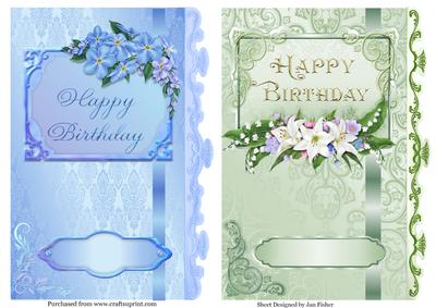 2 A5 Happy Birthday Toppers in Blue & Green