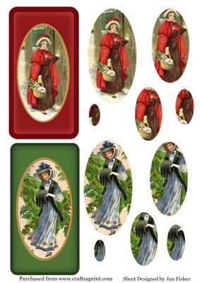Vintage Christmas Ladies Pyramid Toppers 2