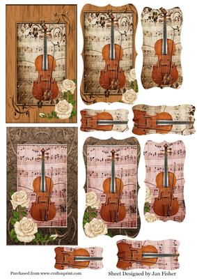 2 Vinage Violin Pyramid Toppers 3