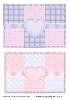 2 A5 Patchwork Card Fronts in Pink & Lilac