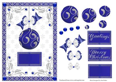 Blue & Silver Pyramid Bauble Card