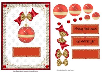 Red & Gold Pyramid Bauble Card