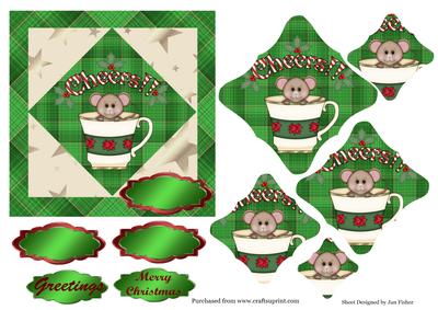 Christmas Cheers Cuppa Mouse Pyramid Card