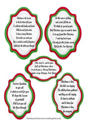 5 Red & Green Christmas Word Toppers