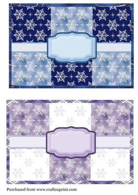 2 Snowflake Card Fronts in Lilac & Blue