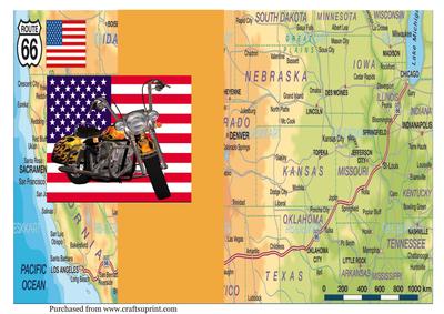 Route 66 Fold Back Card with Motorcycle