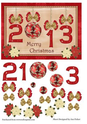 Bauble Year Pyramid Card in Red & Gold