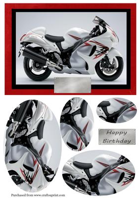White Motorcycle Oval Pyramid Topper