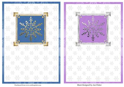 2 A5 Snowflake Fronts in Blue & Gold and Lilac & Silver
