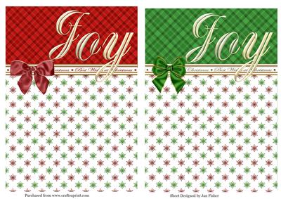 2 A5 Joy Card Fronts in Red & Green