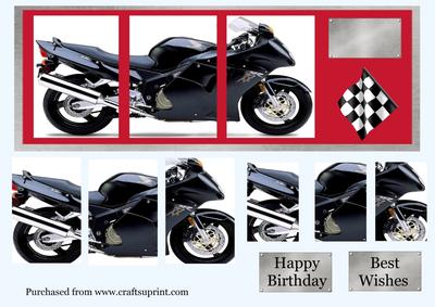 Large Dl Black Motorcycle 3 Pyramid Card