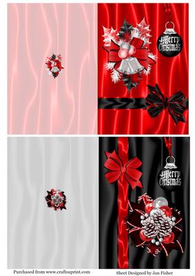 2 A6 Quick Christmas Cards in Red & Black