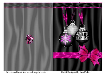 A5 Quick Christmas Card in Black & Pink with Bauble