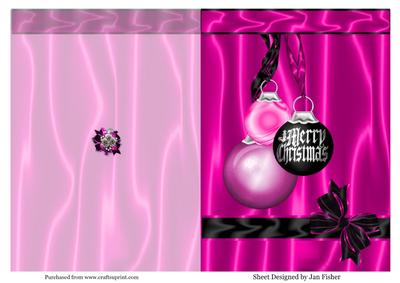 A5 Quick Christmas Card in Pink & Black with Bauble