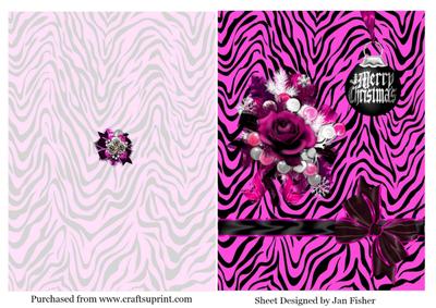 A5 Quick Christmas Card in Pink & Black Animal Print