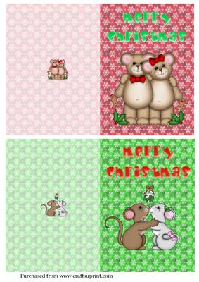 2 A6 Quick Cards Mice & Teddies