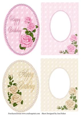 2 Oval Toppers in Pink & Cream with Matching Inserts