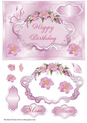 A5 Happy Birthday in Pink
