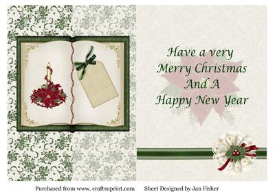 Green & Cream Open Book Fold Back Card