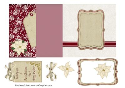 5 x 5 in Burgundy & Cream Fold Back Tag Card