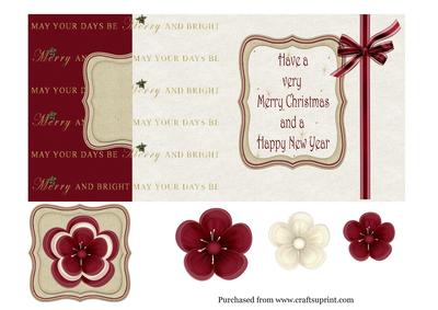 No Hole Fold Back Card in Cream & Burgundy