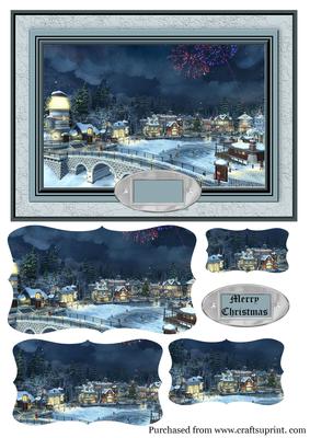 Vintage Village Scene Pyramid with Ice Skaters