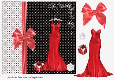 Christmas Dress in Red 8 x 8 in Topper