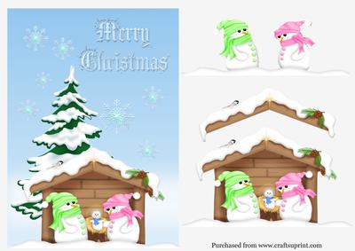 Christmas Snowmen Nativity Scene