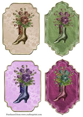 4 Vintage Boots & Roses Toppers 1