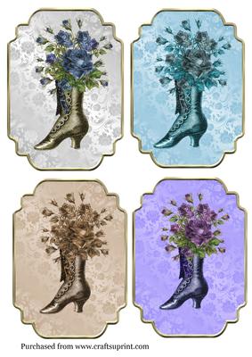 Vintage Boot & Roses Toppers