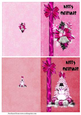 2 A6 Quick Christmas Cards in Pink & Red