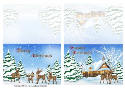 2 A6 Quick Reindeer Christmas Cards